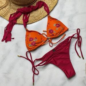 NWT Sofia Bouquet Top + Vix Red Bikini Bottom